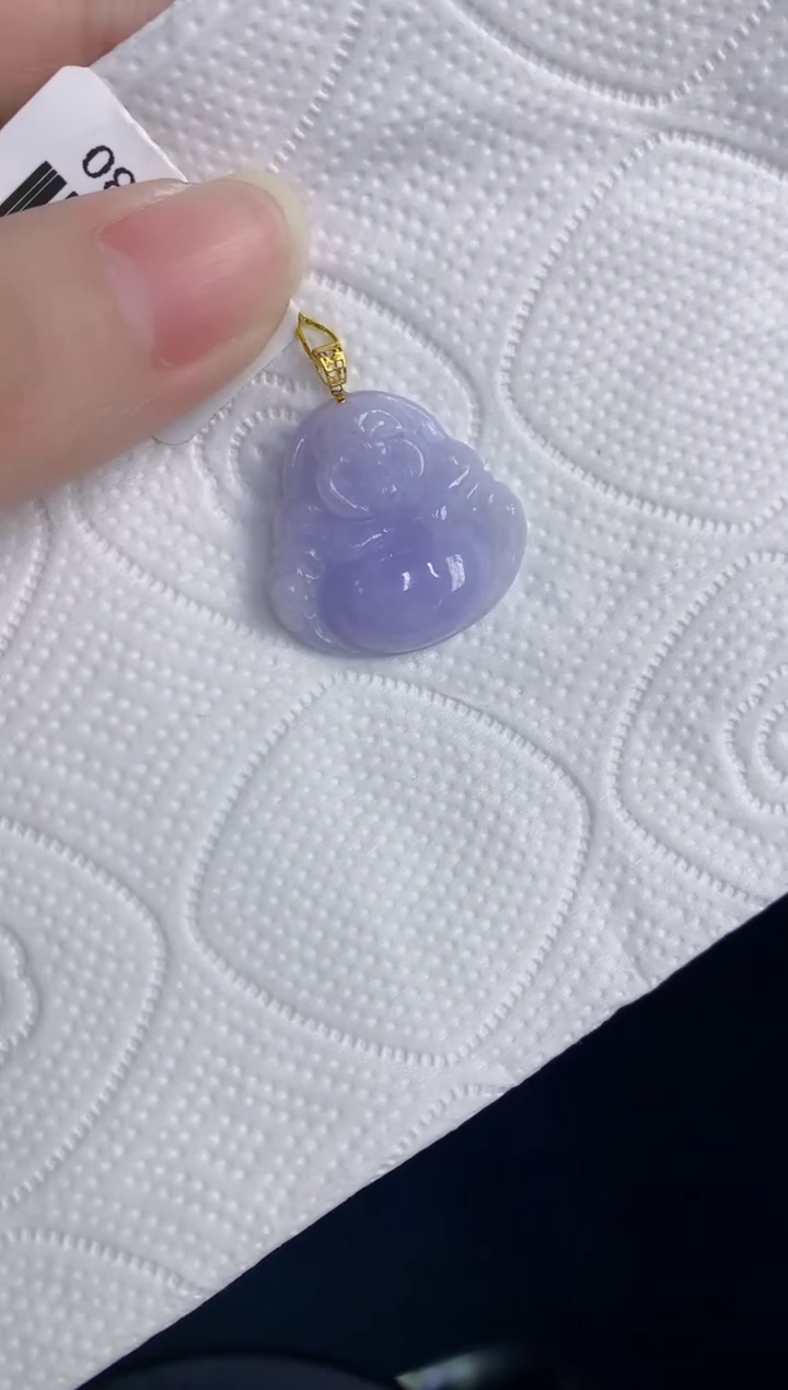 颈饰18K金镶嵌翡翠天然翡翠缅甸A货