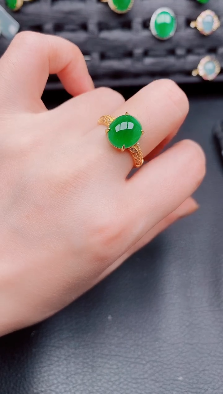 【闪购商品】翡翠戒指银S925镶嵌天然a货翡翠409