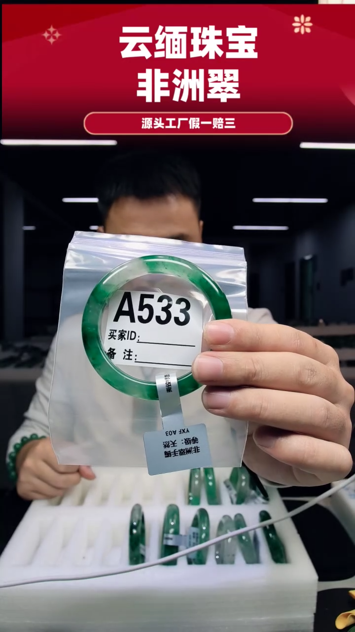 未镶嵌手镯石英质玉（非洲翠）57圈口A533