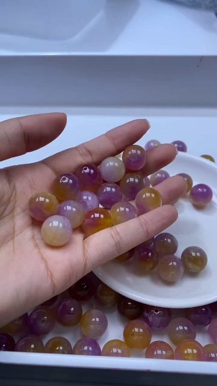 颈饰未镶嵌石英岩玉W506百香果色14mm*3颗