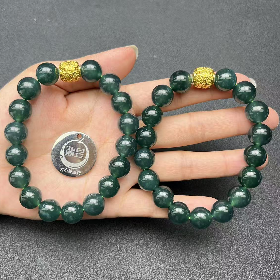 翡昱-N8-17928-天然A货翡翠手串/约11+/约17颗-多样性发其一C