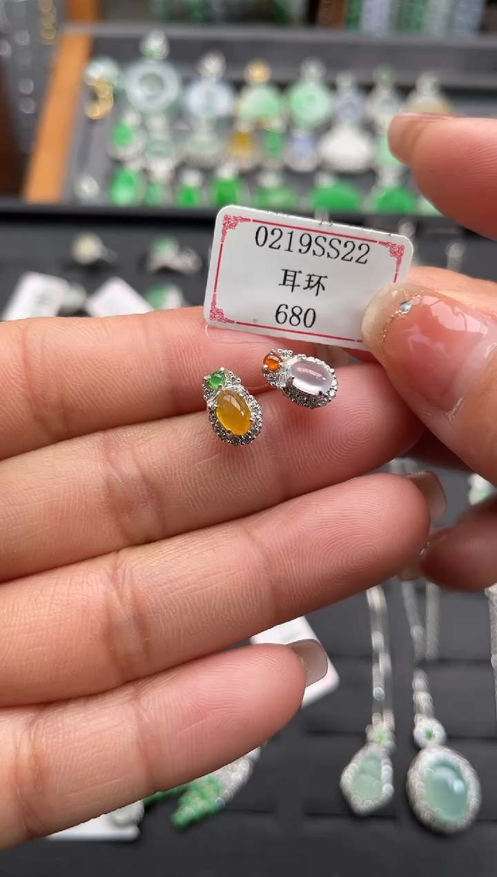 【闪购商品】翡翠耳饰银S925镶嵌0219SS22