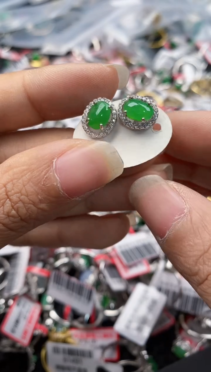 银S925镶嵌戒指翡翠444---2