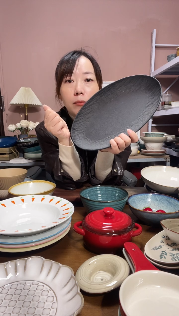 陶瓷微瑕（1个装）黑色鱼盘