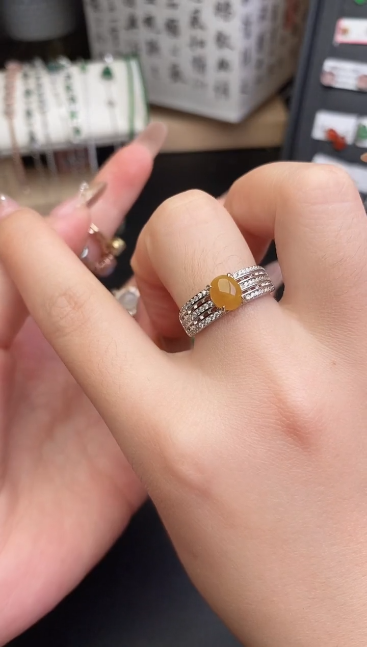 银S925镶嵌戒指翡翠0