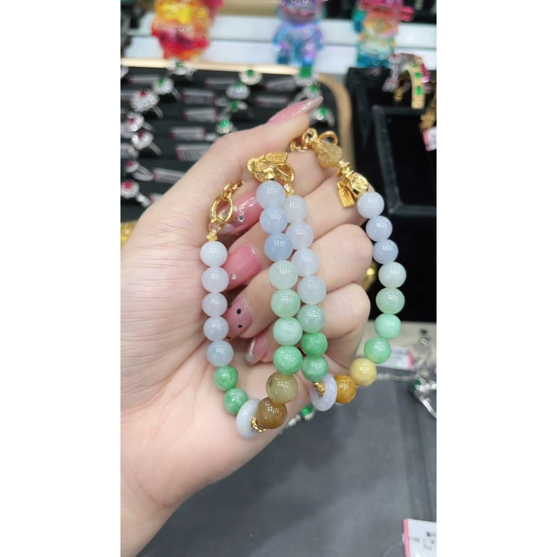 S925银镶嵌翡翠手链 多样性发其一