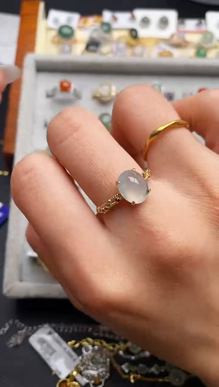 【闪购商品】翡翠戒指银S925镶嵌777777777+6