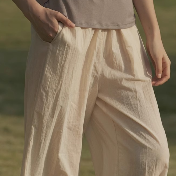 朵朵可可女2025春夏纯棉新中式国风盘扣开叉休闲家居裤CK170