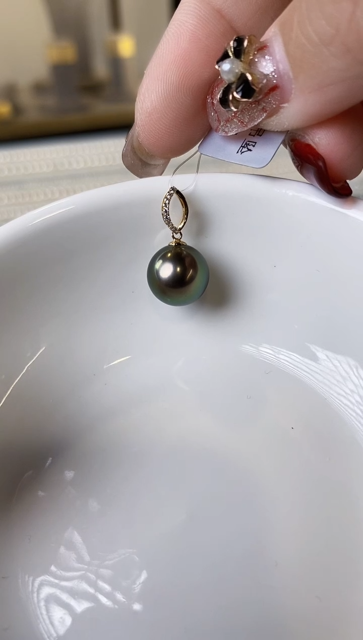 【闪购商品】海水珍珠吊坠(不含链)18K金镶嵌10-11海水珍珠吊坠