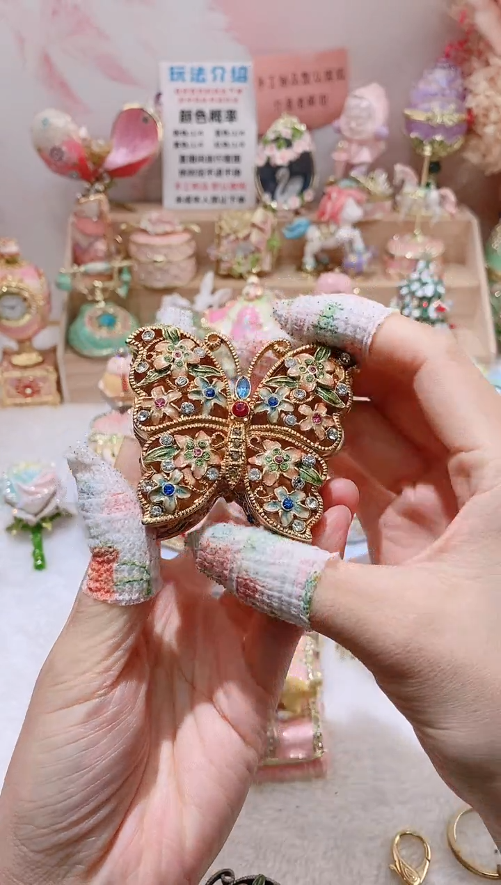 合金合金珐琅彩首饰盒摆件