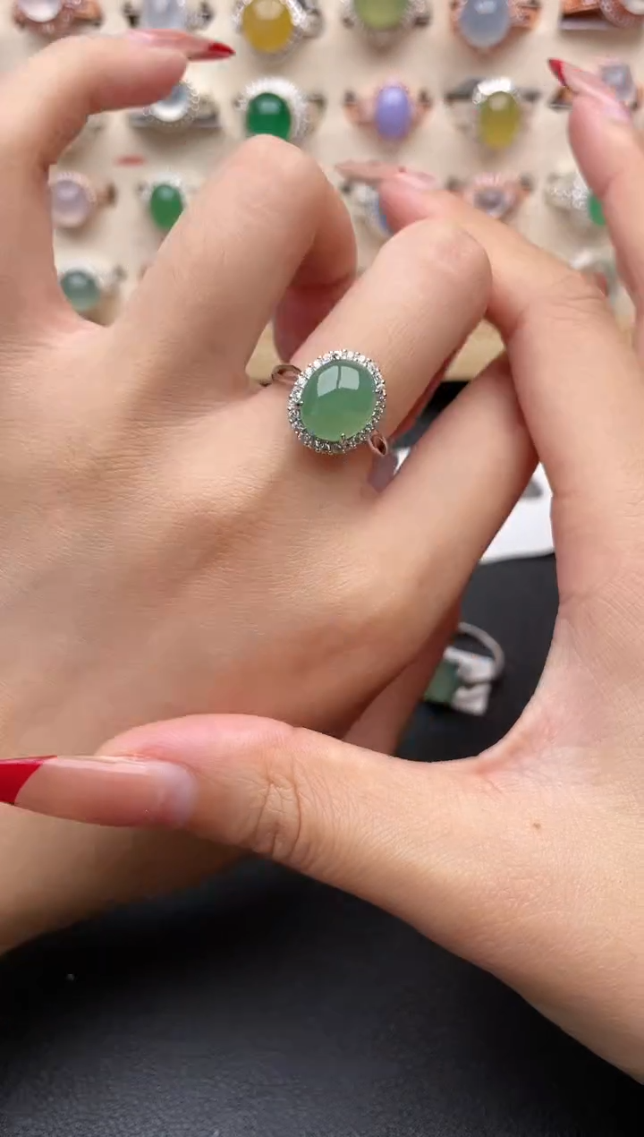 【闪购商品】翡翠戒指银S925镶嵌一物一证一礼盒