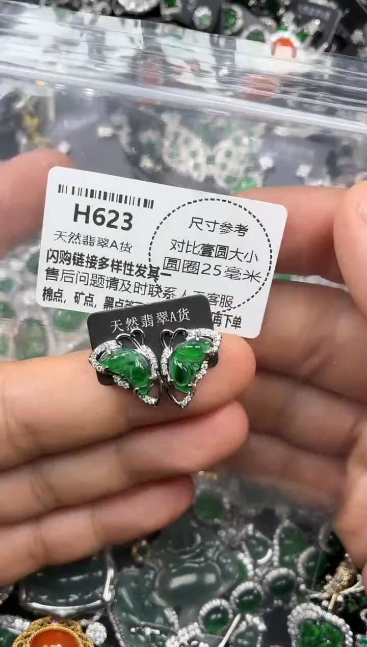 颈饰未镶嵌翡翠H623耳钉