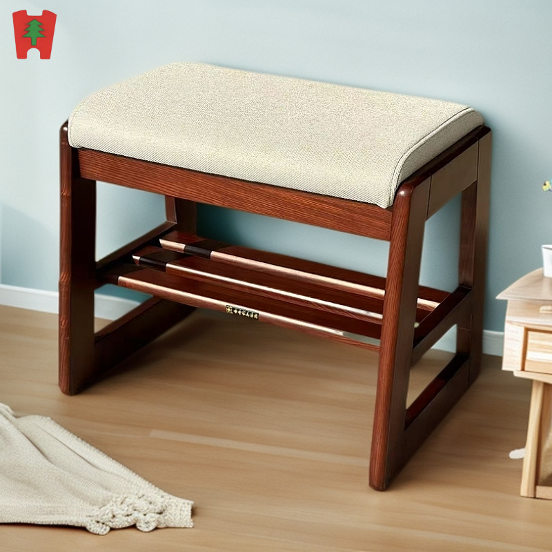 大连华丰家具集团实木布艺坐垫进户凳