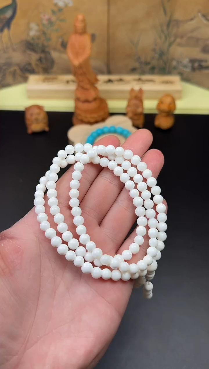 贝壳手串/手链白色贝壳108X6MM多圈