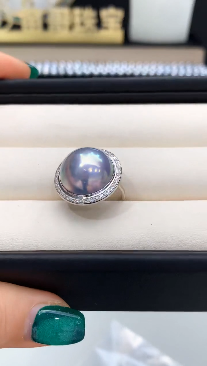 【闪购商品】拼合珍珠（马贝珠）戒指18K金镶嵌93 16-17mm