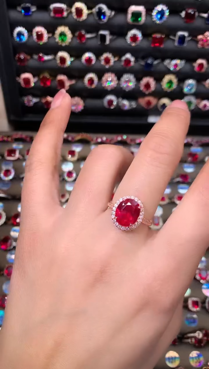 【闪购商品】红宝石戒指银S925镶嵌911