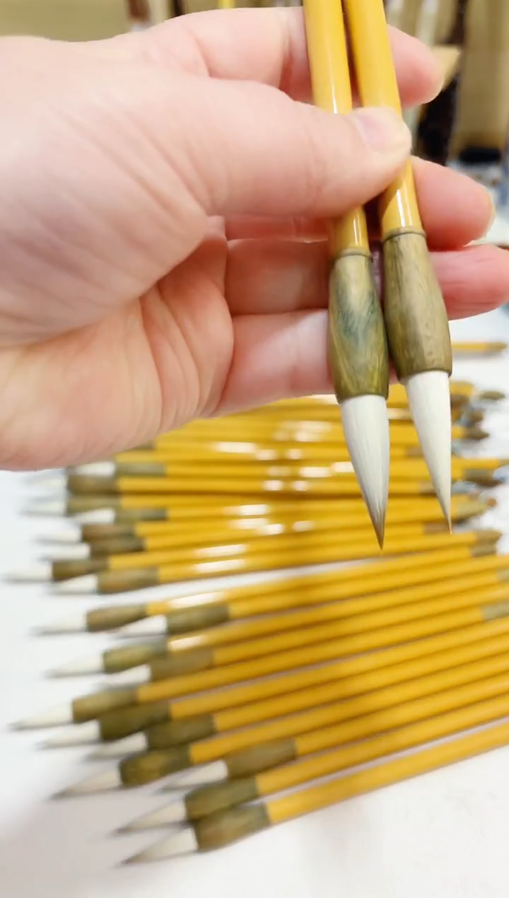 定制款 竹杆绿檀斗作品中楷兼毫2支 出锋2.8口径0.8 试墨不售后