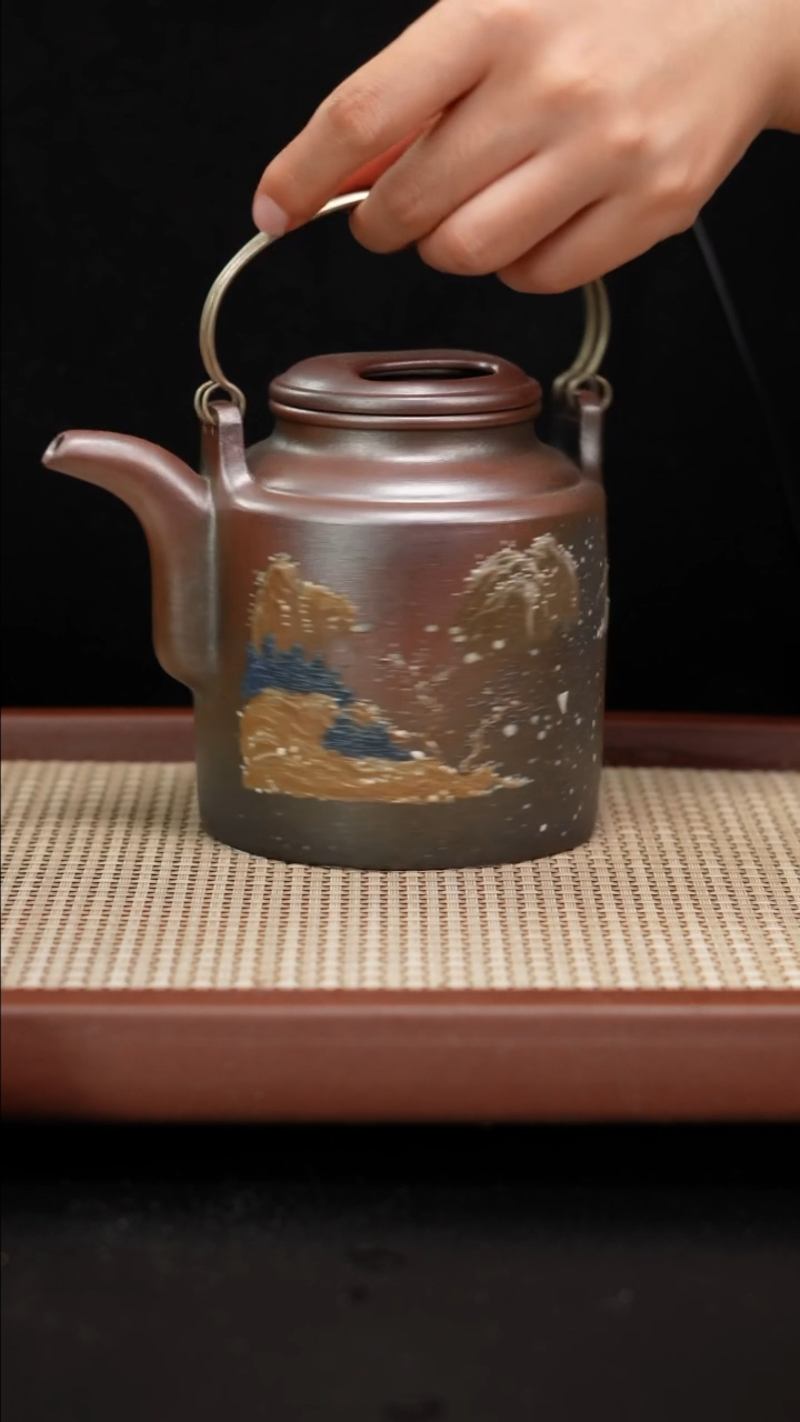 【闪购商品】紫砂茶壶柴烧洋桶泥绘