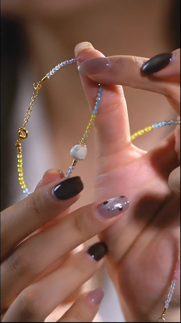 银S925镶嵌手链碧玺哈喽凯蒂碧玺单圈