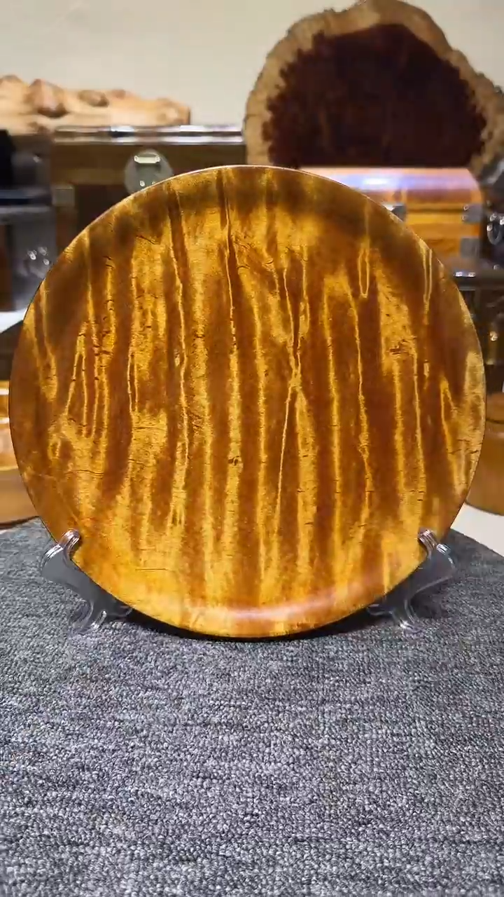 金丝楠木老料满水波圆盘 25.1-2.5cm