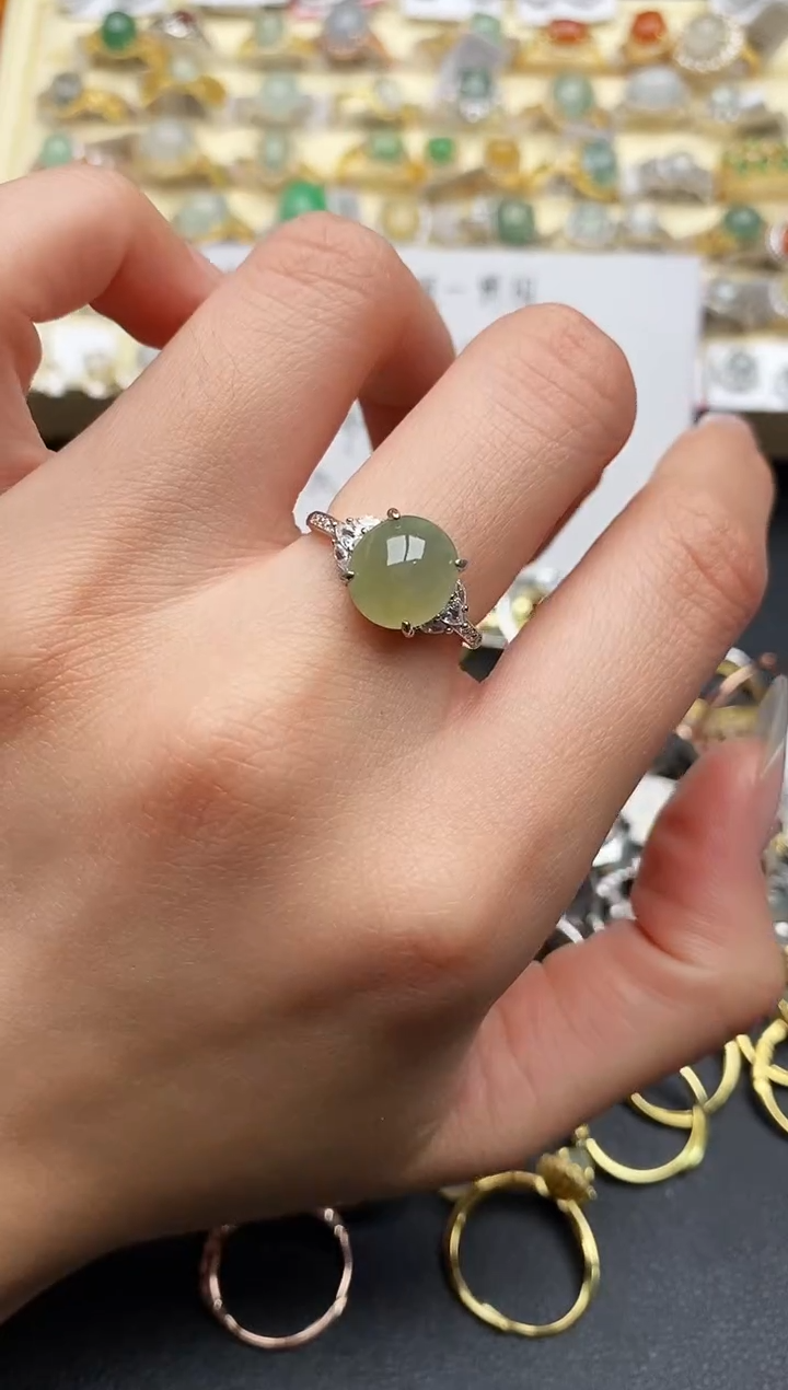 【闪购商品】翡翠戒指银S925镶嵌555555555+4