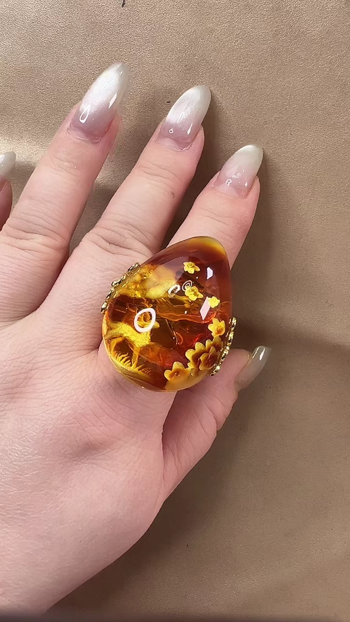 琥珀颈饰未镶嵌戒指