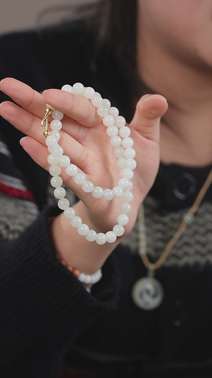 颈饰未镶嵌和田玉新疆且末卡8mm项链多样性发一