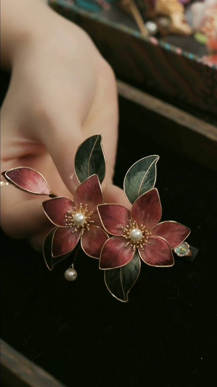 刺绣湘传礼纯手工发夹