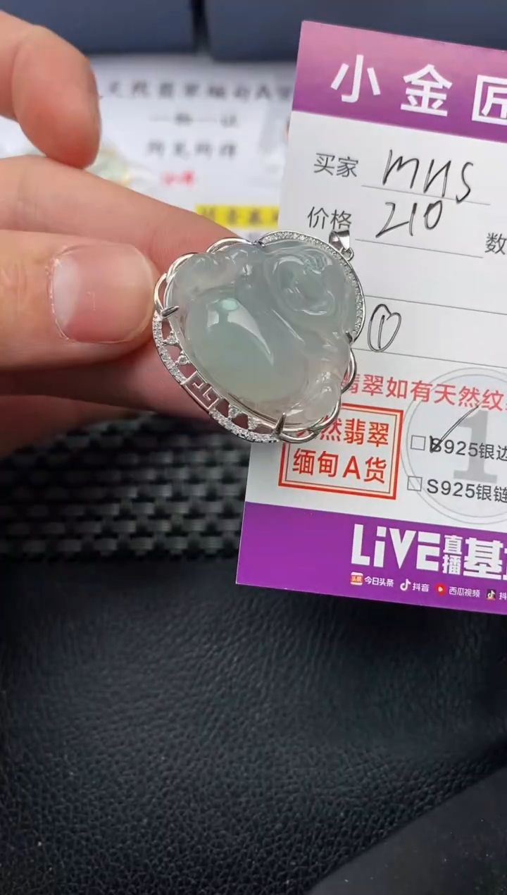 【闪购商品】翡翠颈饰银S925镶嵌挂件