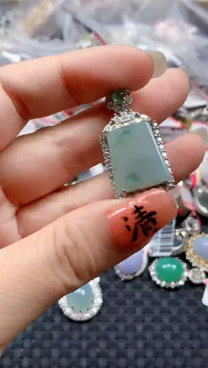 银S925镶嵌戒指翡翠天然A货缅甸翡翠