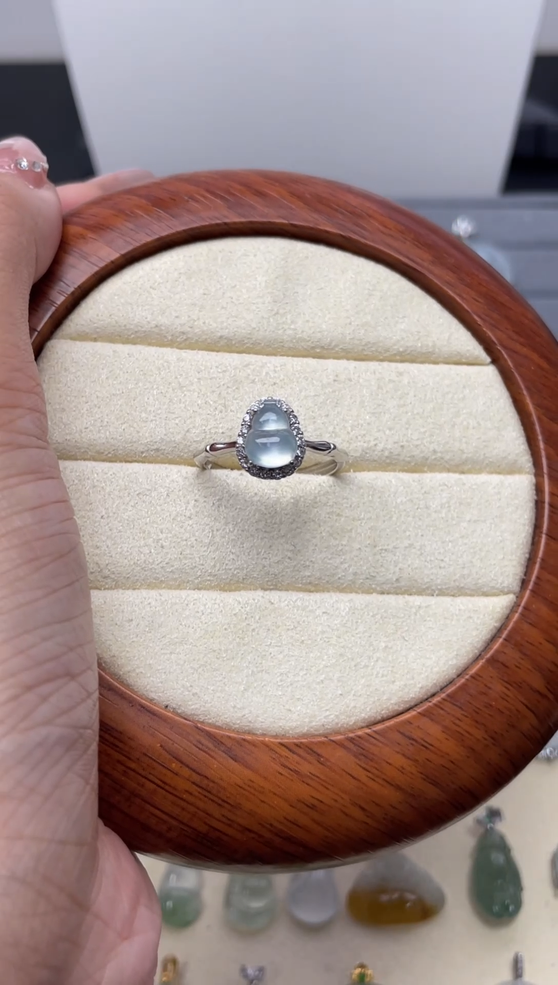 颈饰银S925镶嵌翡翠(9号链接)纯天然A货缅甸翡翠葫芦戒指