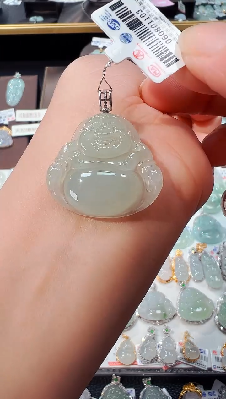 【闪购商品】翡翠吊坠(不含链)18K金镶嵌佛公吊坠1103