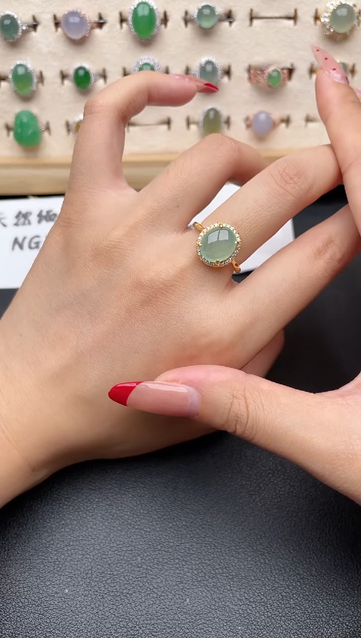 【闪购商品】翡翠戒指银S925镶嵌一物一证一礼盒