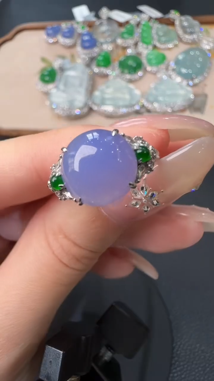 【闪购商品】翡翠戒指18K金镶嵌戒指62