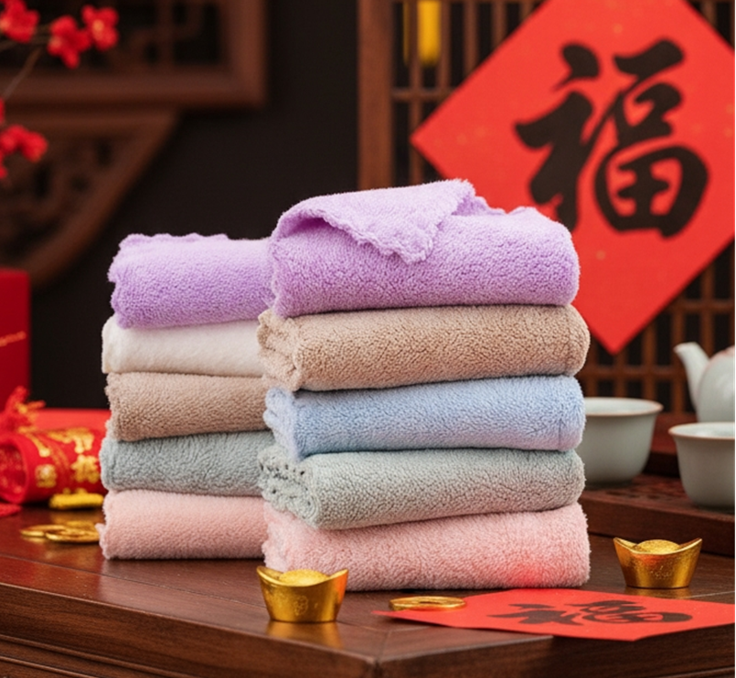 1条装30*60珊瑚绒薄款毛巾颜色随机