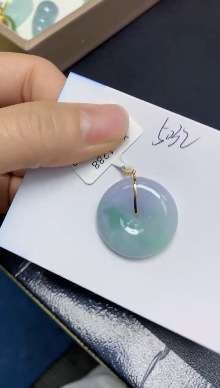 【闪购商品】翡翠挂件18K金镶嵌 天然翡翠A货