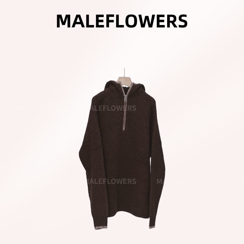 东倪原创羊毛圈圈毛连帽拉链长袖针织帽衫秋冬新款 84D88582