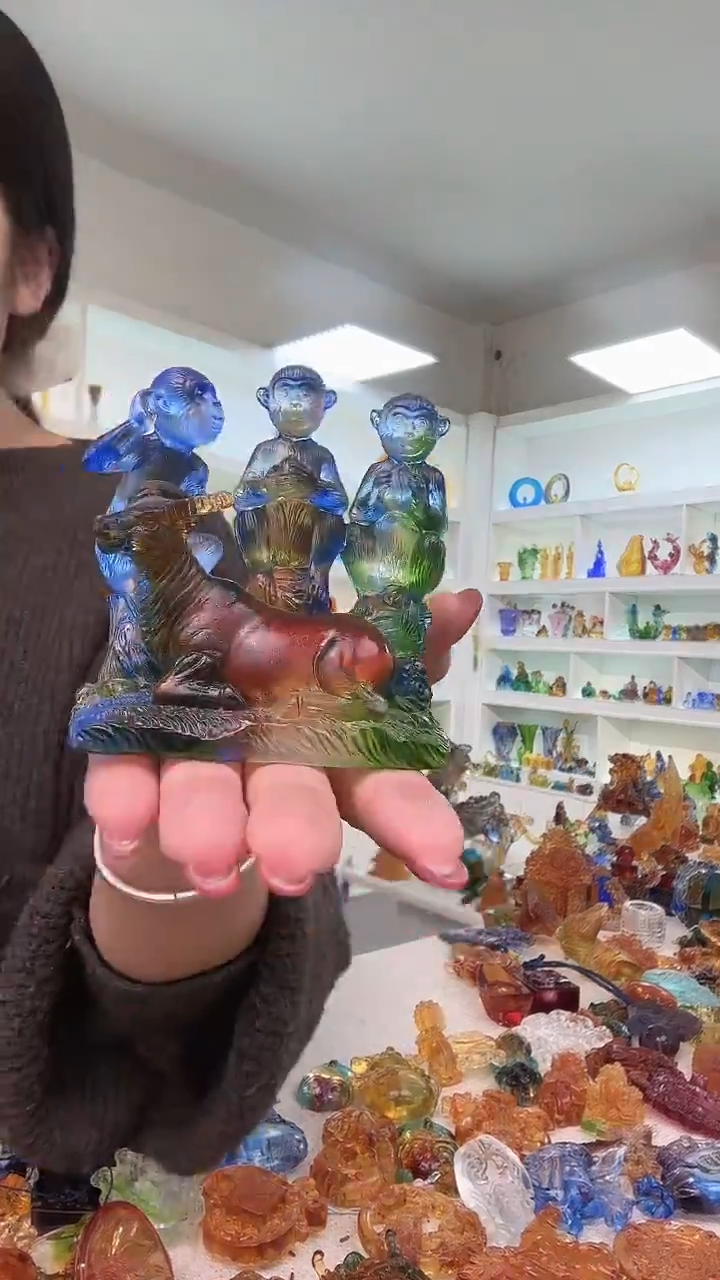 手工艺品琉璃三猴