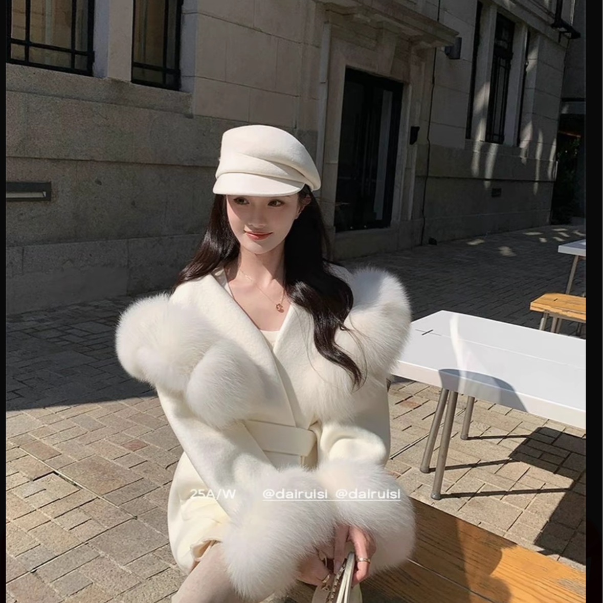 “精灵甜宠”超重磅!!娇宠千金感大狐狸毛领羊毛双面呢大衣气质名媛