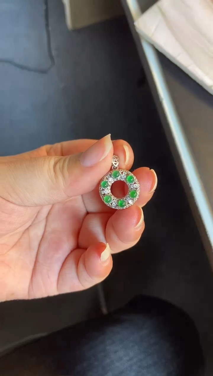 吊坠(不含链)银S925镶嵌翡翠1