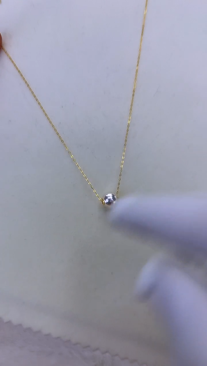 18K金镶嵌DA海水珍珠 GD008 7-8 路路通吊坠赠银链