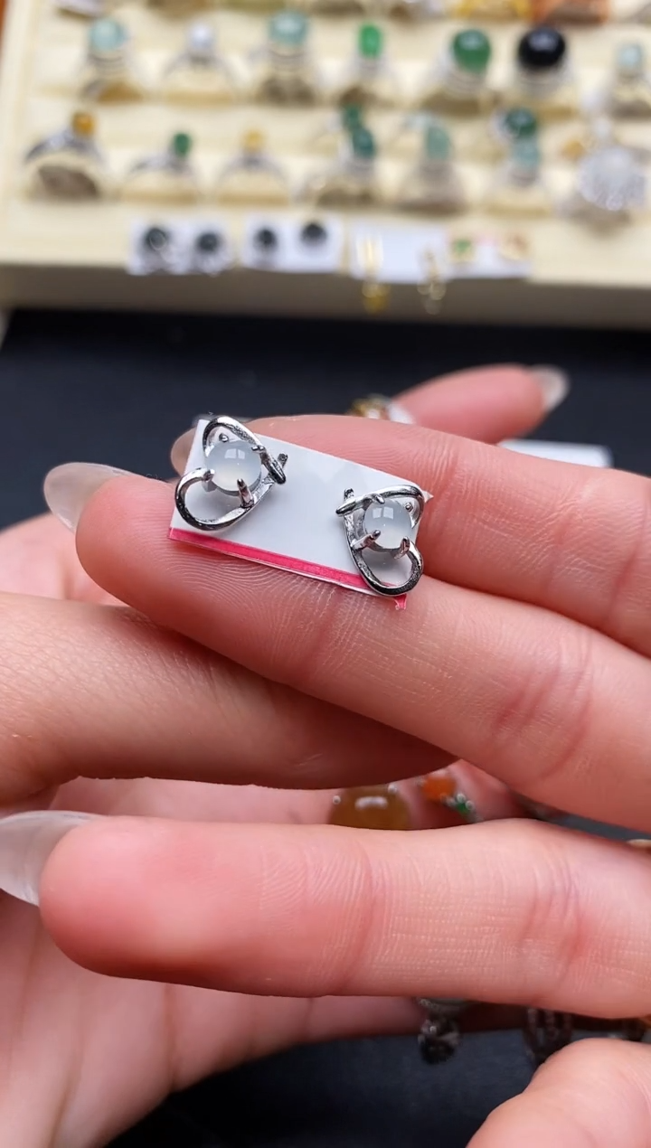 【闪购商品】翡翠戒指银S925镶嵌缅甸翡翠2   5+5