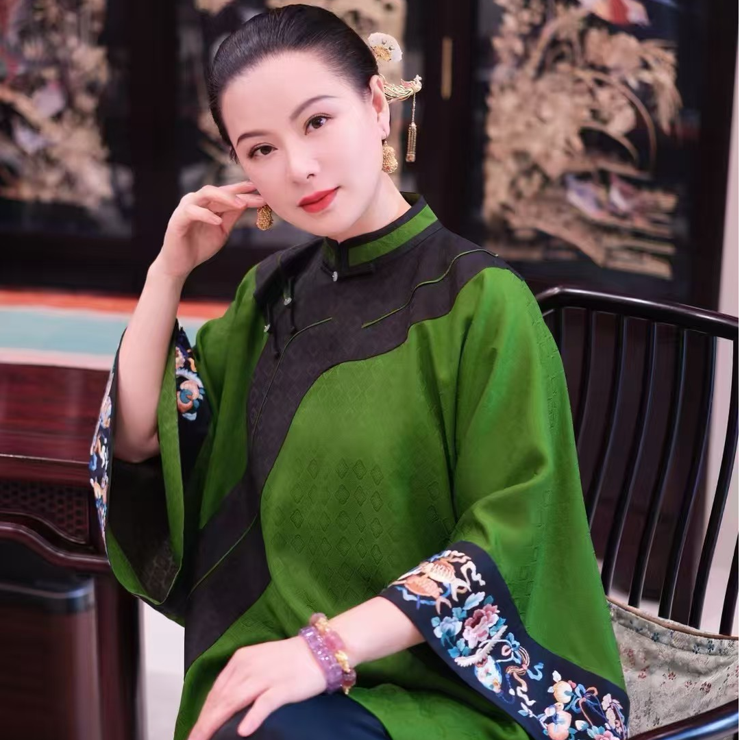 斜襟立领苏绣袖口丨晏熹堂新中式国风上衣中国风老钱风松弛感女装