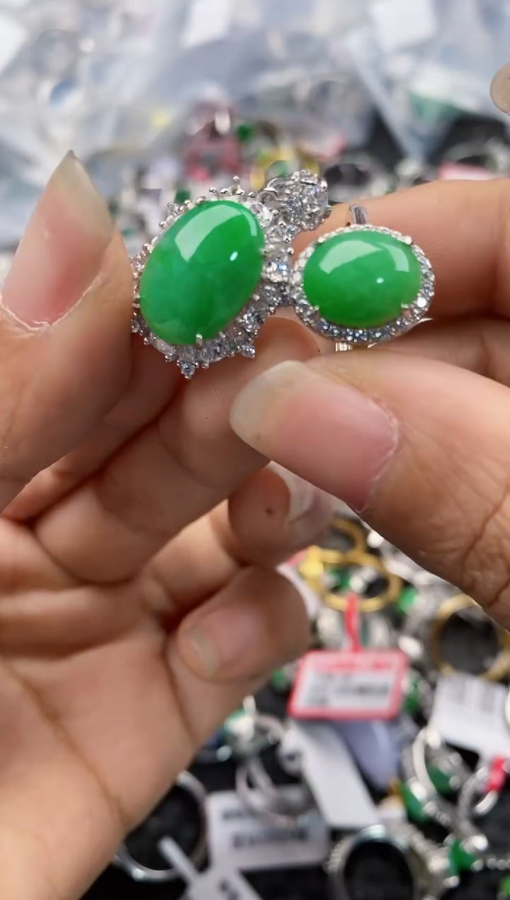 银S925镶嵌戒指翡翠999---4