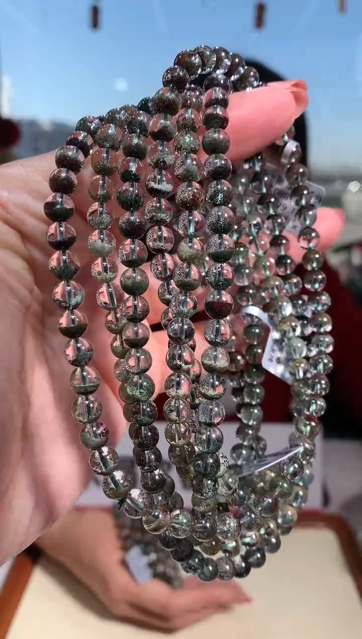 【闪购商品】水晶手链未镶嵌6mm多圈绿幽灵聚手链多样性发其一