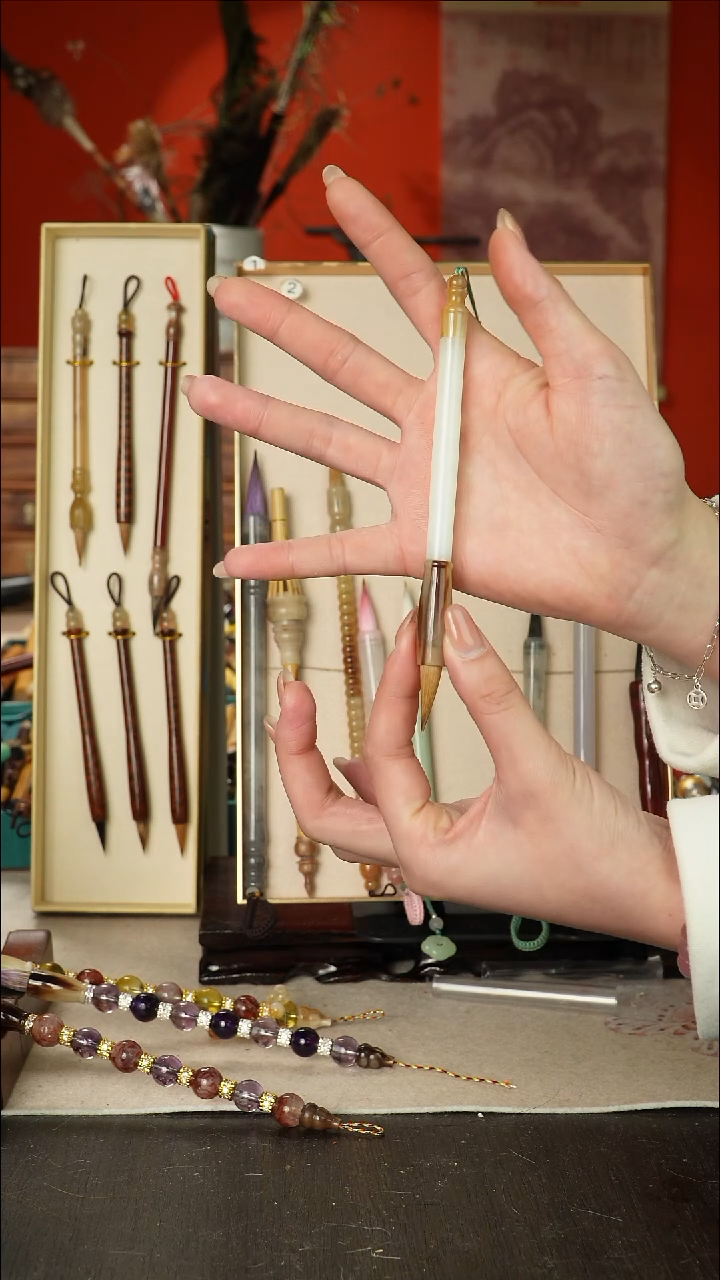 39号闪孤品高货毛笔链接 清水试笔 蘸墨不退