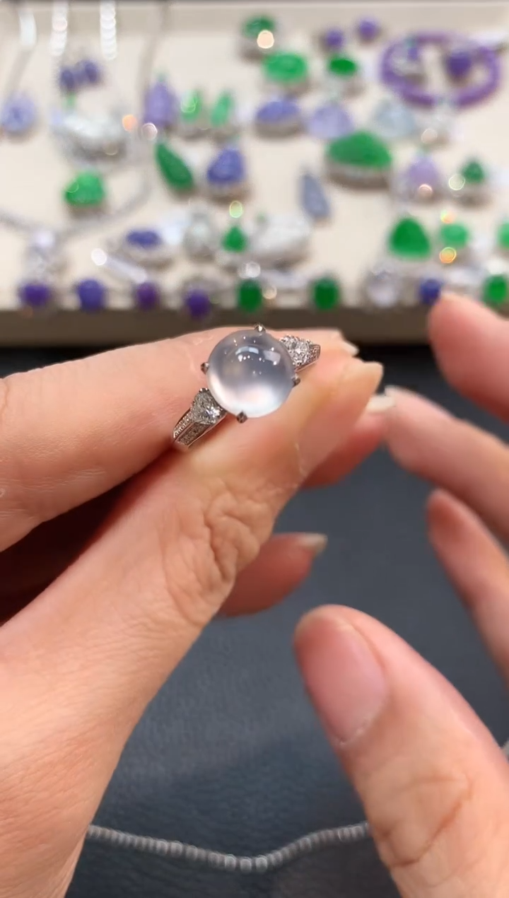 翡翠戒指18K金镶嵌m20春日珠宝