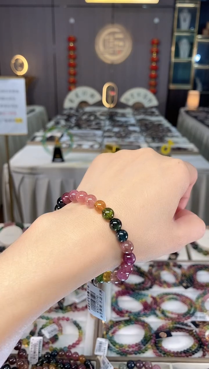 未镶嵌老矿碧玺彩虹单圈手串7mm+碧玺多样性发一条hon