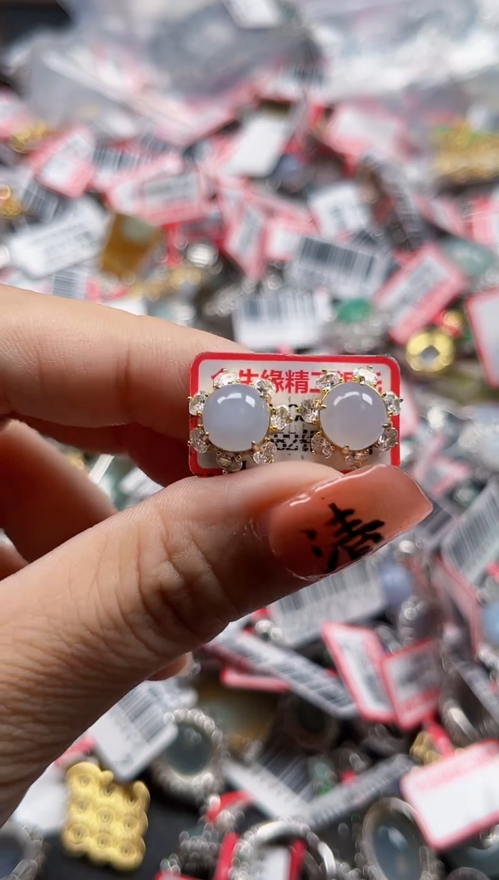 银S925镶嵌戒指翡翠天然A货缅甸翡翠