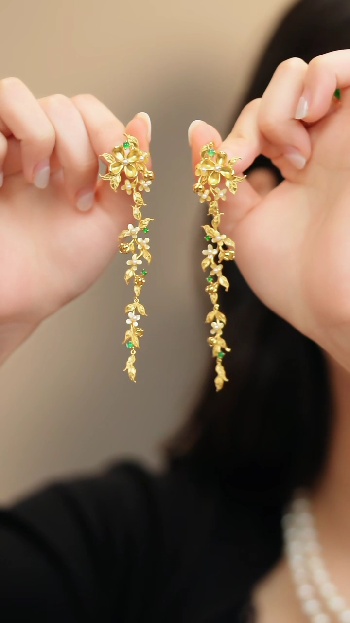 925银无国风金桂耳环